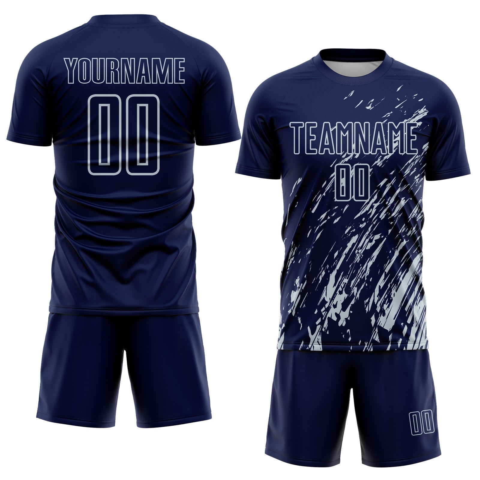 Custom Navy Silver Splash Sublimation Soccer Uniform Jersey