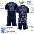 Custom Navy Silver Splash Sublimation Soccer Uniform Jersey