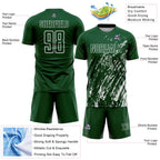 Custom Green White Splash Sublimation Soccer Uniform Jersey
