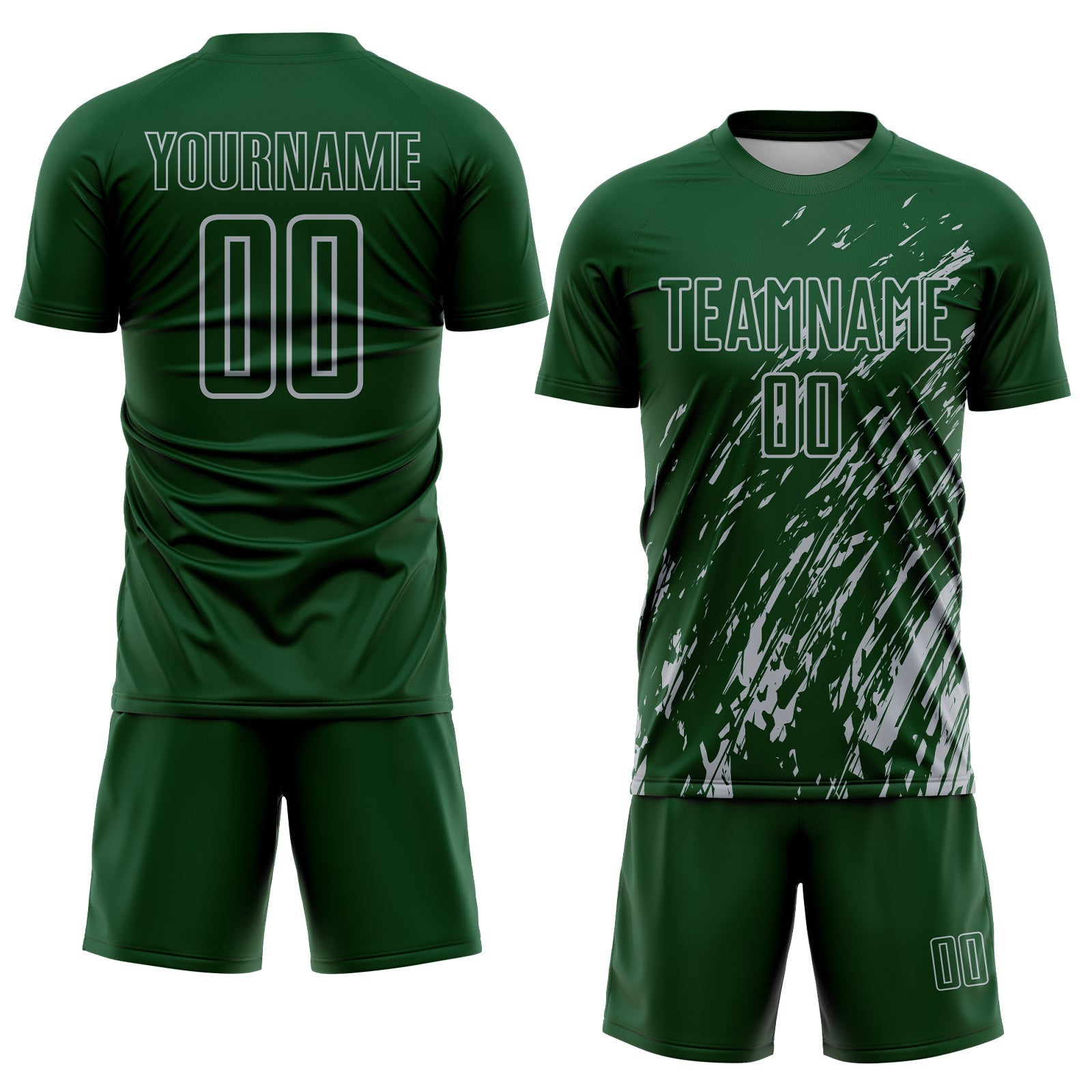 Custom Green Gray Splash Sublimation Soccer Uniform Jersey