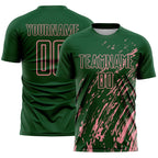 Custom Green Medium Pink Splash Sublimation Soccer Uniform Jersey