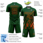 Custom Green Orange Splash Sublimation Soccer Uniform Jersey