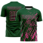 Custom Green Pink Splash Sublimation Soccer Uniform Jersey