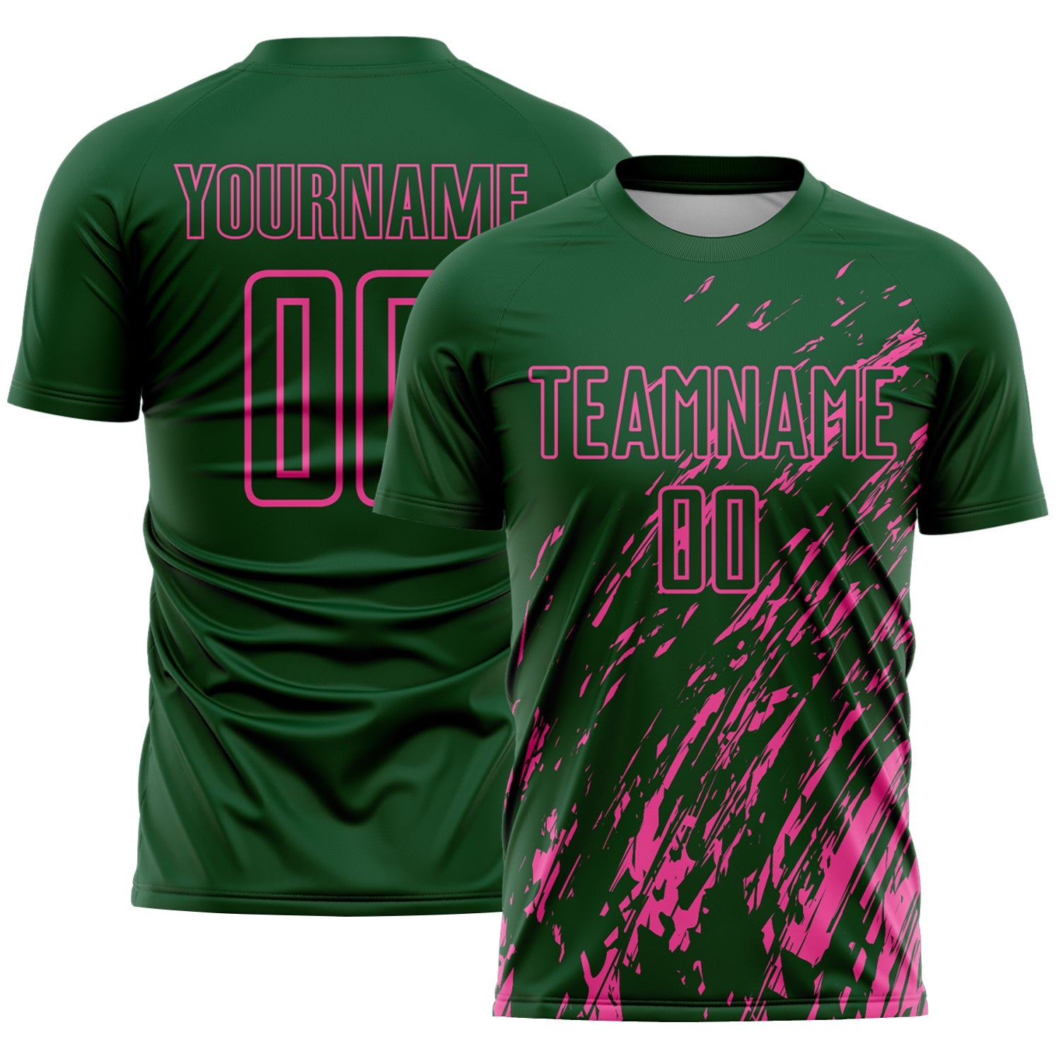 Custom Green Pink Splash Sublimation Soccer Uniform Jersey