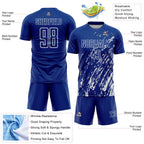 Custom Royal White Splash Sublimation Soccer Uniform Jersey