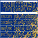 Custom Royal Old Gold Splash Sublimation Soccer Uniform Jersey