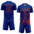 Custom Royal Orange Splash Sublimation Soccer Uniform Jersey