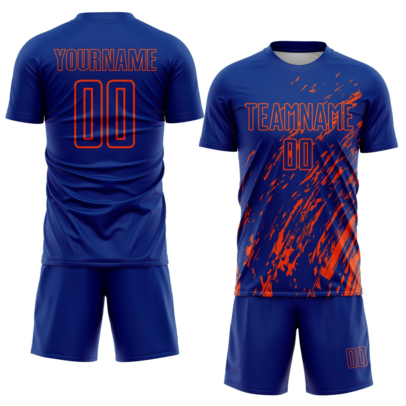 Custom Royal Orange Splash Sublimation Soccer Uniform Jersey