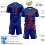 Custom Royal Orange Splash Sublimation Soccer Uniform Jersey