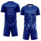 Custom Royal Light Blue Splash Sublimation Soccer Uniform Jersey