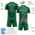 Custom Kelly Green Light Pink Splash Sublimation Soccer Uniform Jersey