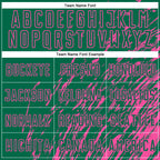 Custom Kelly Green Pink Splash Sublimation Soccer Uniform Jersey