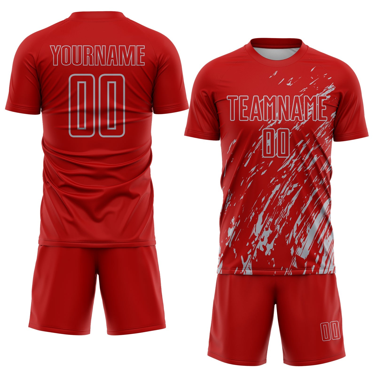 Custom Red Gray Splash Sublimation Soccer Uniform Jersey