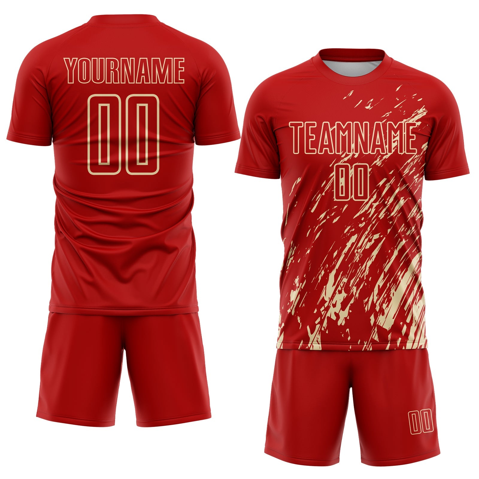 Custom Red Cream Splash Sublimation Soccer Uniform Jersey