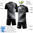 Custom Black Gray Line Sublimation Soccer Uniform Jersey
