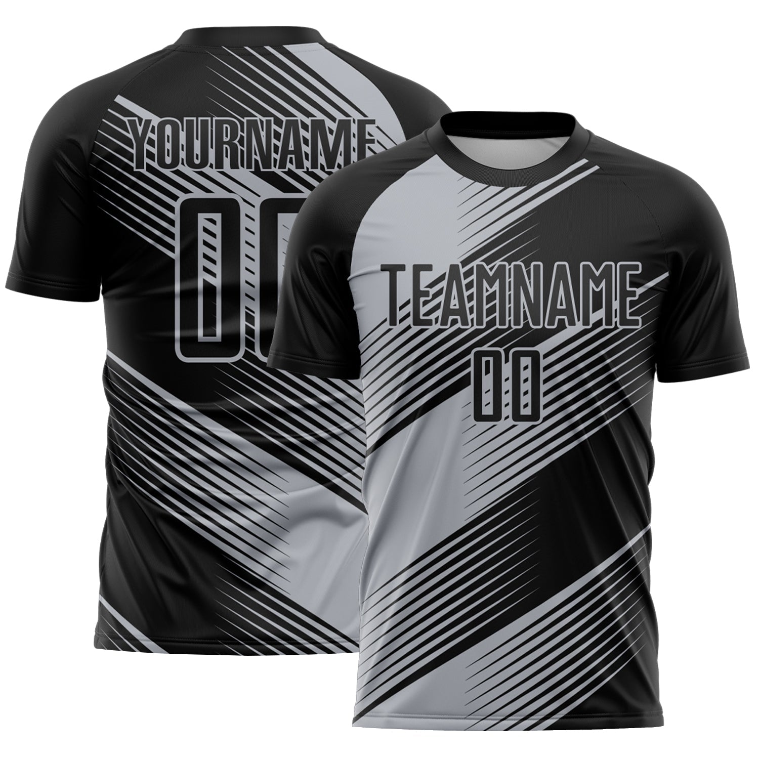 Custom Black Gray Line Sublimation Soccer Uniform Jersey