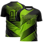 Custom Black Neon Green Line Sublimation Soccer Uniform Jersey