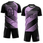 Custom Black Light Pink Line Sublimation Soccer Uniform Jersey