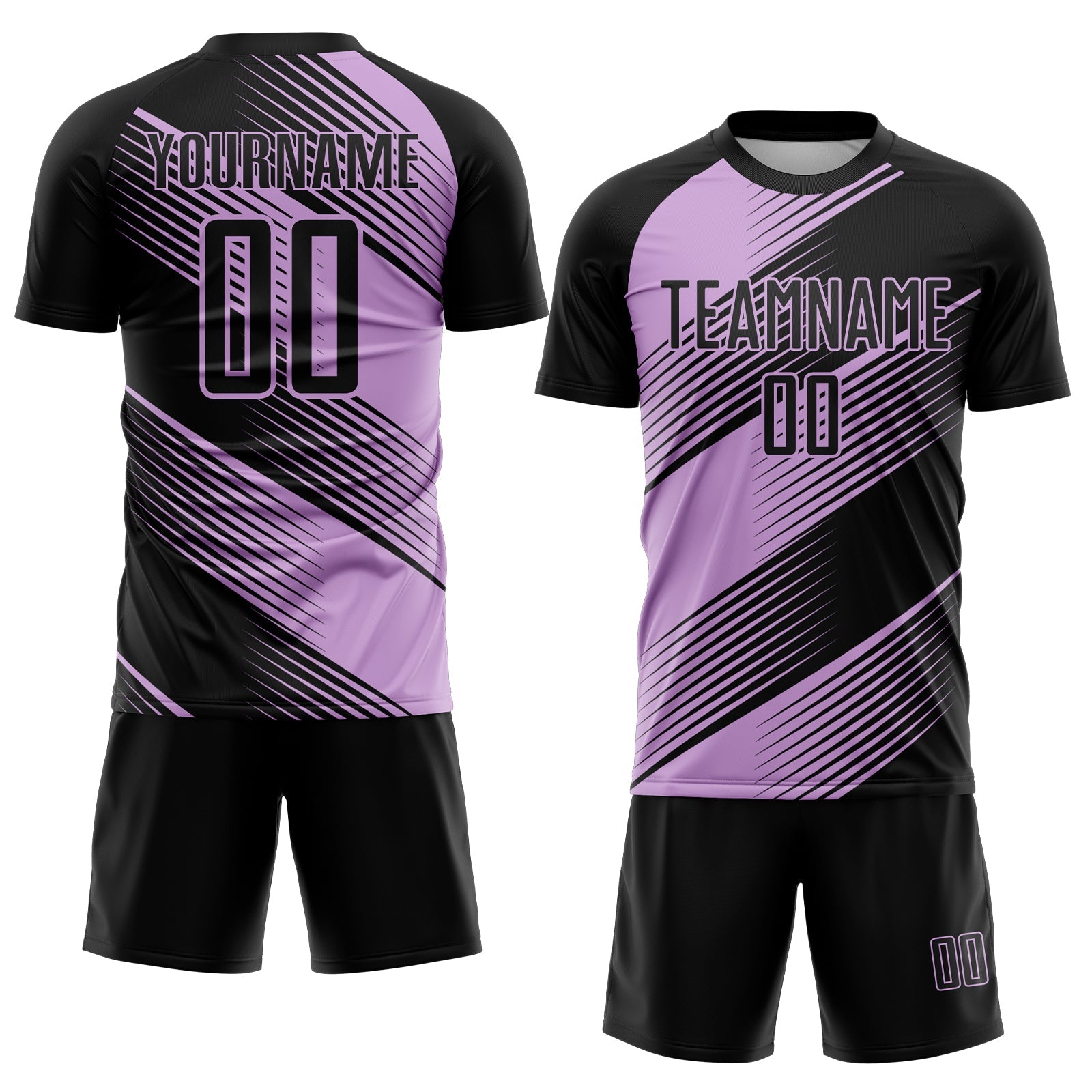 Custom Black Light Pink Line Sublimation Soccer Uniform Jersey