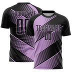 Custom Black Light Pink Line Sublimation Soccer Uniform Jersey