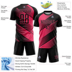 Custom Black Neon Pink Line Sublimation Soccer Uniform Jersey