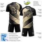 Custom Black Cream Line Sublimation Soccer Uniform Jersey