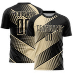 Custom Black Cream Line Sublimation Soccer Uniform Jersey