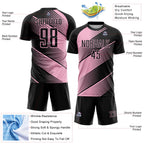 Custom Black Light Pink Line Sublimation Soccer Uniform Jersey