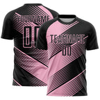 Custom Black Light Pink Line Sublimation Soccer Uniform Jersey