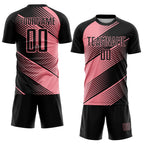 Custom Black Medium Pink Line Sublimation Soccer Uniform Jersey