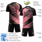 Custom Black Medium Pink Line Sublimation Soccer Uniform Jersey