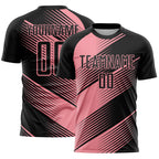 Custom Black Medium Pink Line Sublimation Soccer Uniform Jersey