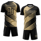 Custom Black Vegas Gold Line Sublimation Soccer Uniform Jersey