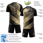 Custom Black Vegas Gold Line Sublimation Soccer Uniform Jersey