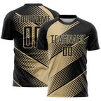Custom Black Vegas Gold Line Sublimation Soccer Uniform Jersey