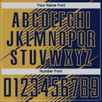 Custom Navy Old Gold Line Sublimation Soccer Uniform Jersey