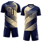 Custom Navy Cream Line Sublimation Soccer Uniform Jersey