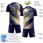 Custom Navy Cream Line Sublimation Soccer Uniform Jersey