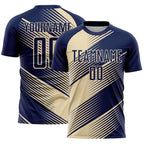 Custom Navy Cream Line Sublimation Soccer Uniform Jersey
