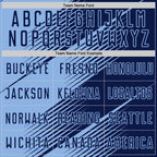 Custom Navy Light Blue Line Sublimation Soccer Uniform Jersey