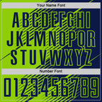 Custom Navy Neon Green Line Sublimation Soccer Uniform Jersey