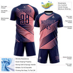 Custom Navy Medium Pink Line Sublimation Soccer Uniform Jersey