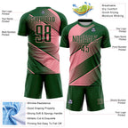 Custom Green Medium Pink Line Sublimation Soccer Uniform Jersey