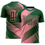 Custom Green Medium Pink Line Sublimation Soccer Uniform Jersey