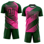 Custom Green Pink Line Sublimation Soccer Uniform Jersey