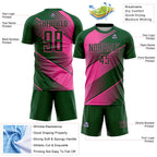 Custom Green Pink Line Sublimation Soccer Uniform Jersey