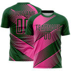Custom Green Pink Line Sublimation Soccer Uniform Jersey