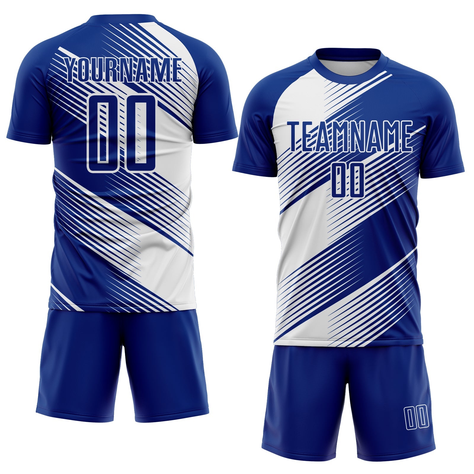Custom Royal White Line Sublimation Soccer Uniform Jersey