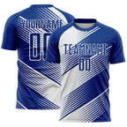 Custom Royal White Line Sublimation Soccer Uniform Jersey