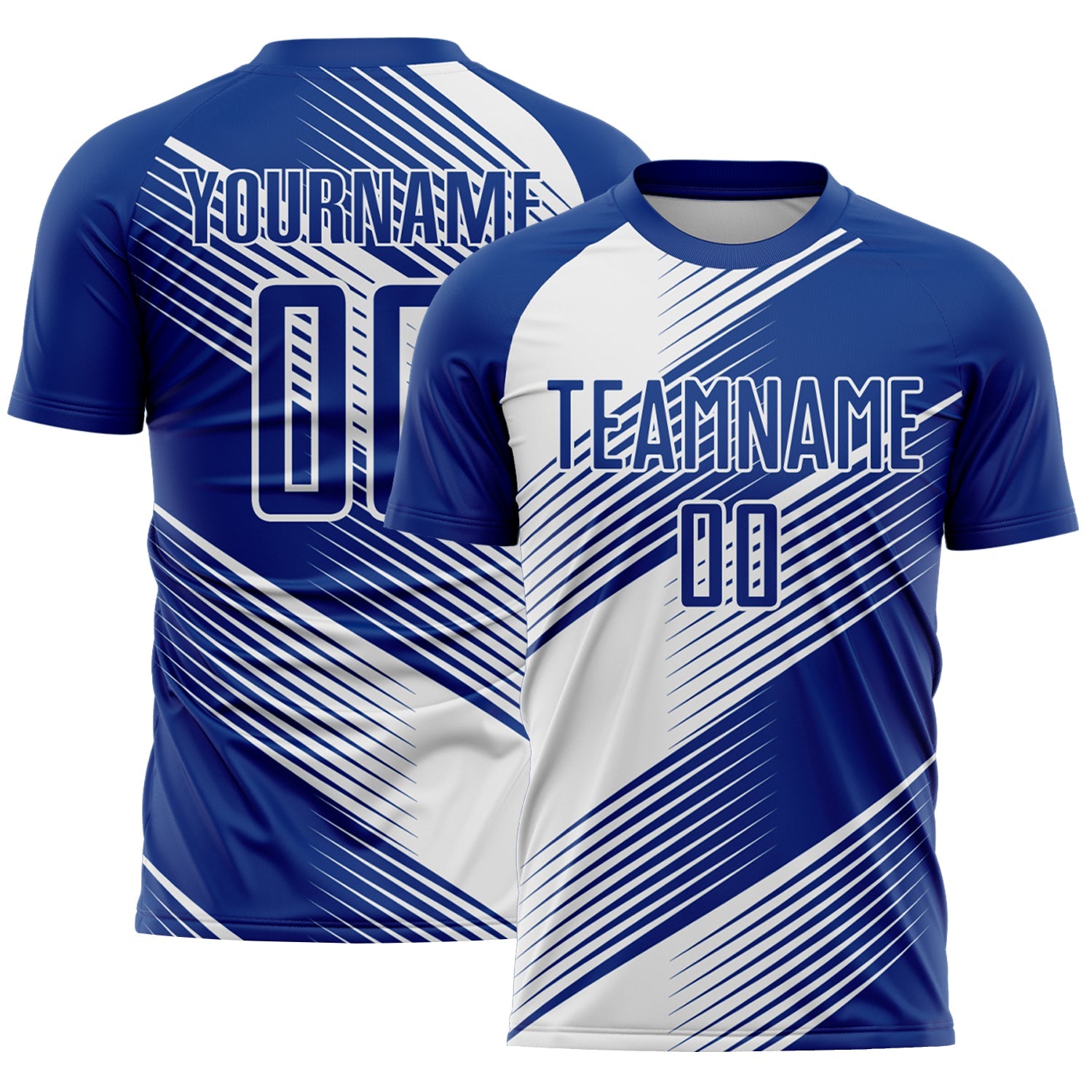 Custom Royal White Line Sublimation Soccer Uniform Jersey